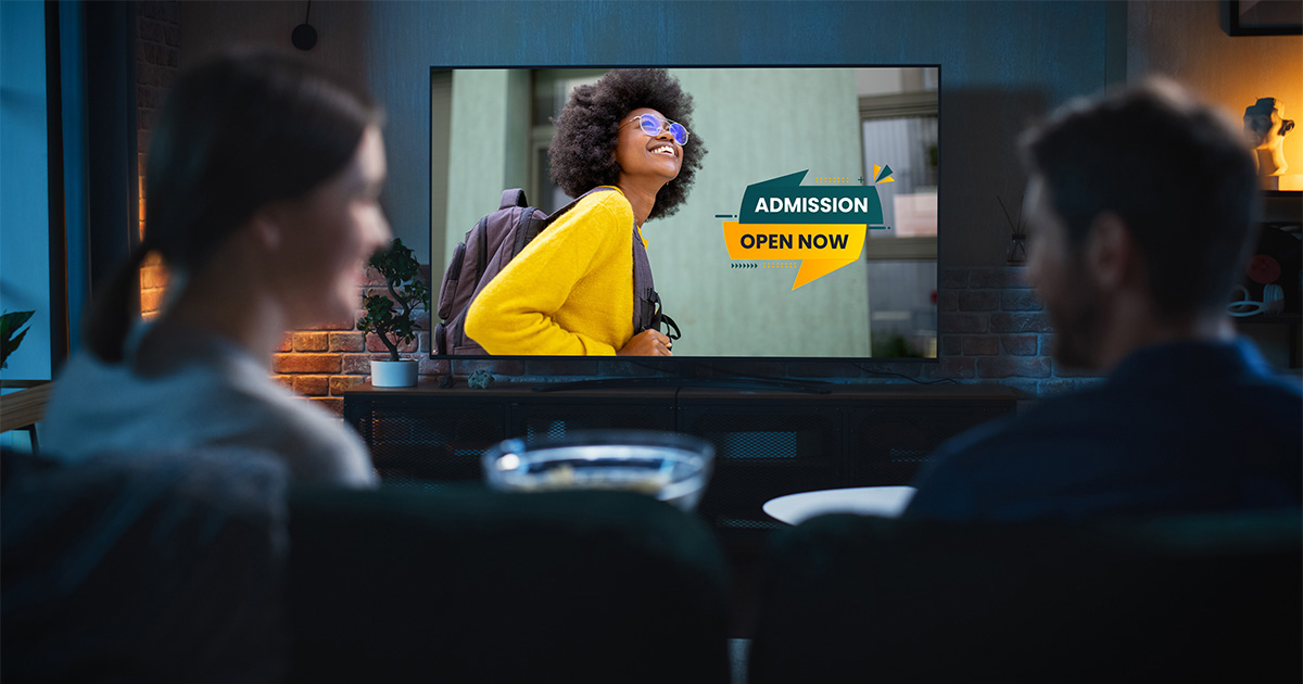 Viewers watch a higher education ad on streaming TV