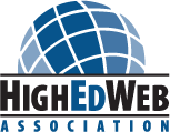 HighEdWeb Association spelled out in logo form underneath globe