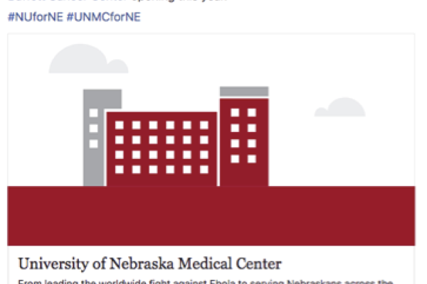 Facebook ad: UNMC is fighting cancer and creating jobs with the new Fred & Pamela Buffett Cancer Center opening this year