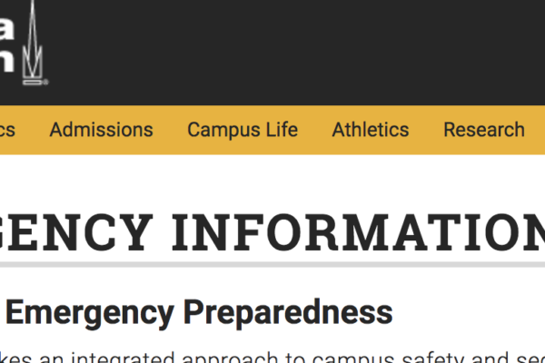Screen shot of Georgia Tech's emergency page