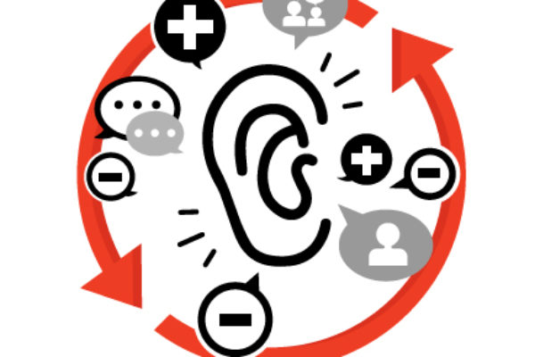 Ear outline with icons represent various inputs